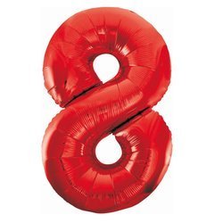 Balon foliowy cyfra 8 czerwony 85cm 1 sztuka BC-HCW8