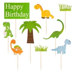 Toppery na tort Dinozaury Happy Birthday 9 sztuk PartyPal 138564