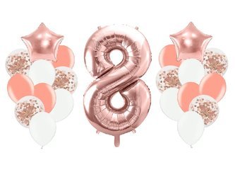 Zestaw balonów na 8 urodziny różowe złoto 21 sztuk A28