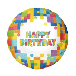 Balon foliowy Happy Birthday Klocki 45cm 1 sztuka 129494