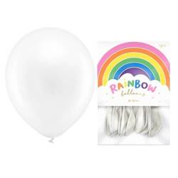 Balony Rainbow 30cm metalizowane białe 10 sztuk RB30M-008-10