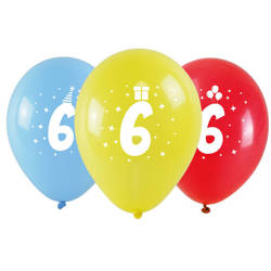 Balony na 6 urodziny kolorowe 3 sztuki KB1955-6-9944