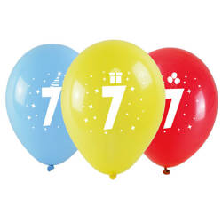 Balony na 7 urodziny kolorowe 3 sztuki KB1962-7-9944