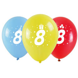 Balony na 8 urodziny kolorowe 3 sztuki KB1979-8-9944