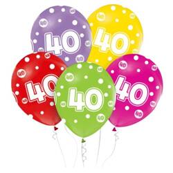 Balony z cyfrą 40 na czterdzieste urodziny 5 sztuk GZ-CY40