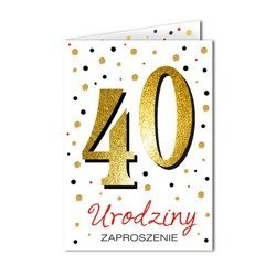 Zaproszenie na 40 urodziny brokatowe z kopertą 1szt. ZB6819